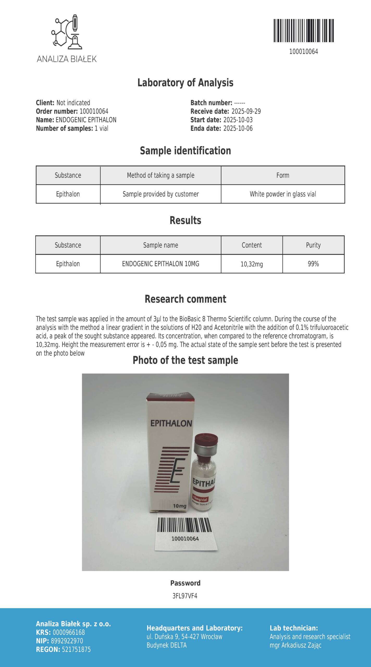 Epithalon 10mg - obrazek 2