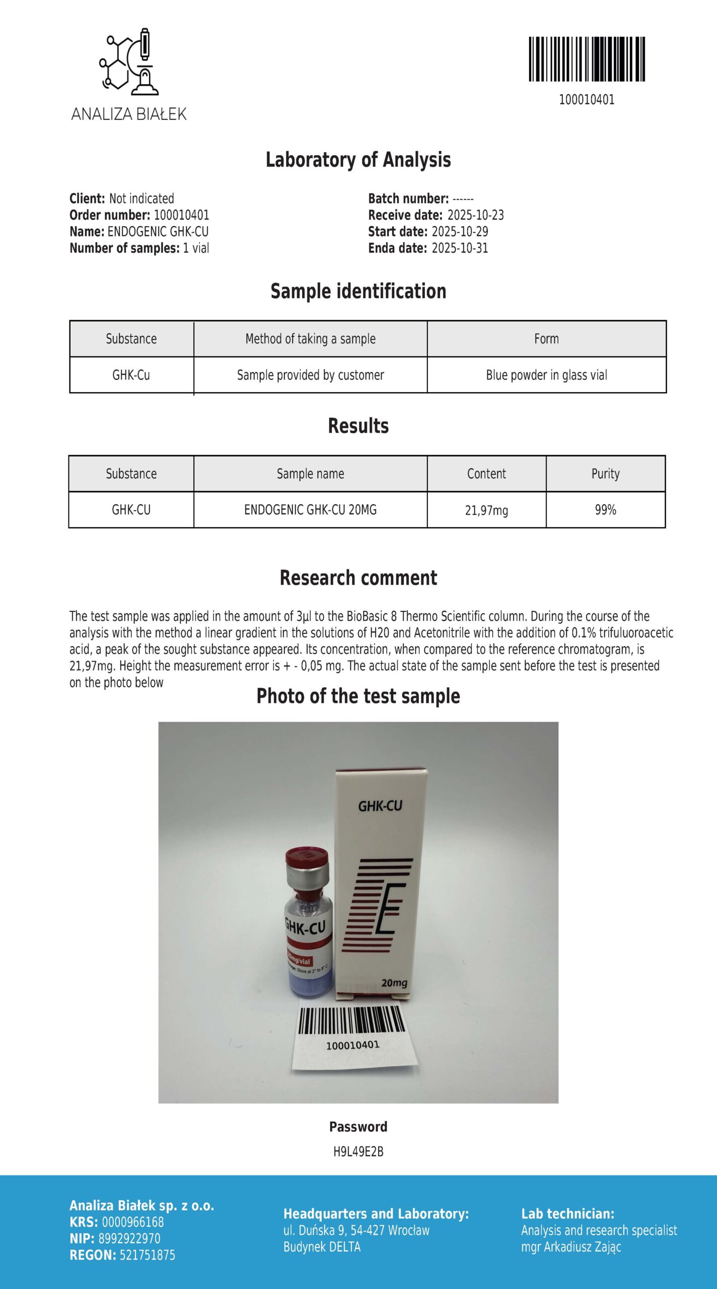 GHK-CU 20mg - obrazek 2