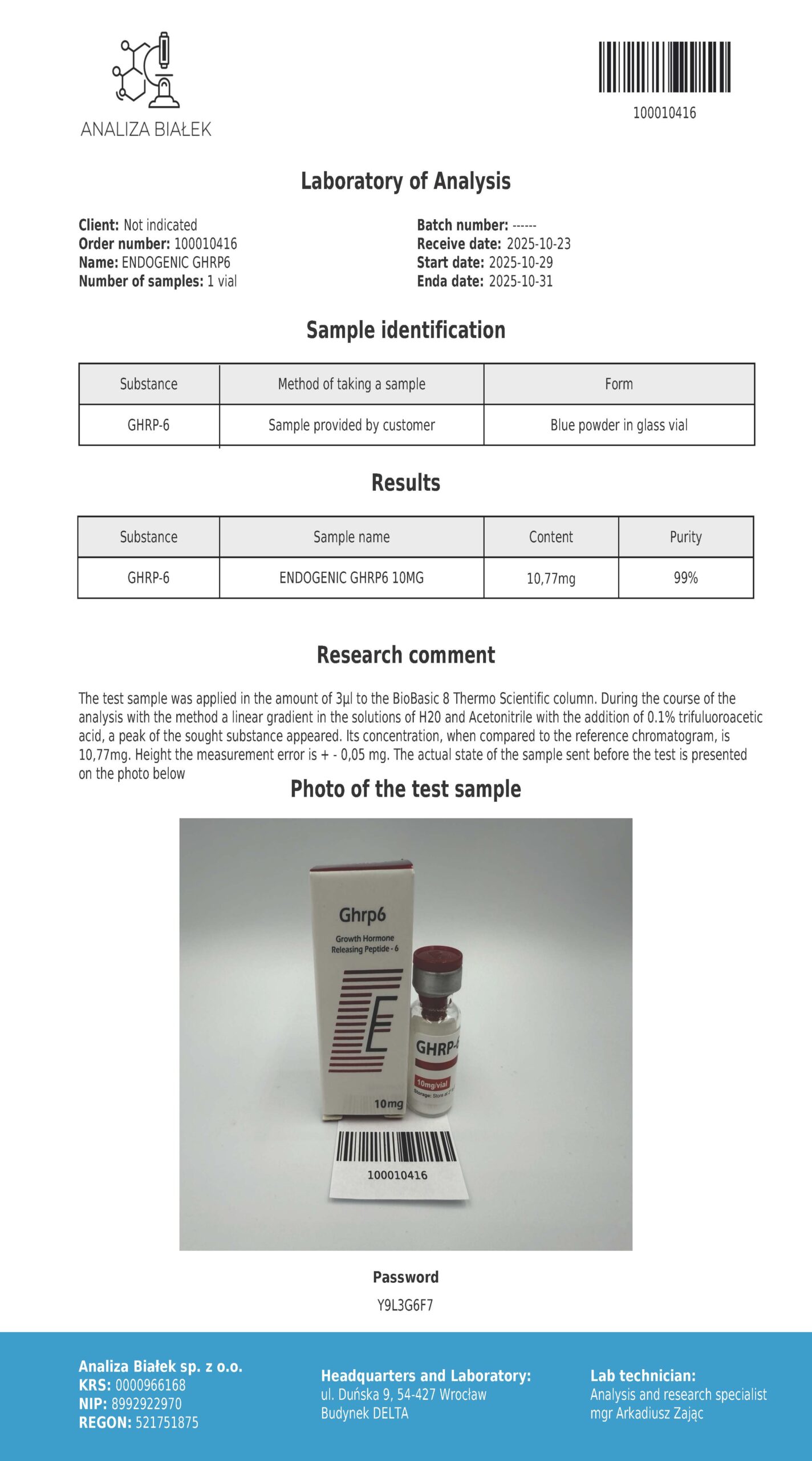 GHRP-6 10 mg - obrazek 2